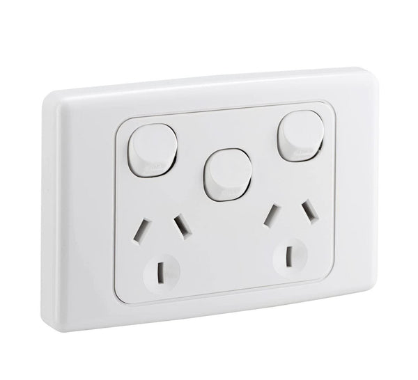 2000 Series 10A 250V Twin Switch Socket Outlet with Removable Extra Switch