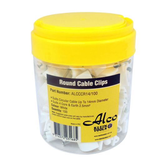 Alco Cable Clip Polyethylene White 100 Pack