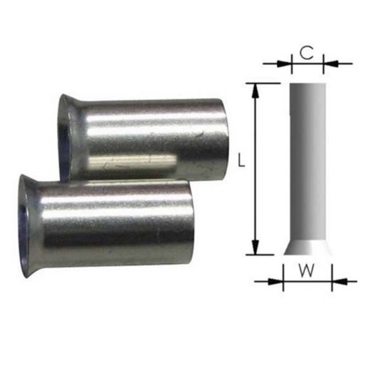 Alco Bootlace Ferrule Non-Insulated Electro Grade Copper 25mmx18mm OAL